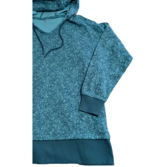 Athleta Womens Pullover Hoodie Small Teal‎ Heathered V Neck Athleisure - Picture 2 of 8